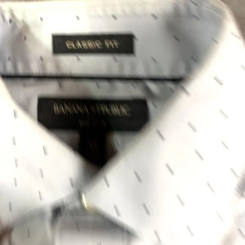 Banana Republic Dress Shirt Mens XS Gray Geometric Classic Fit Long Sleeve